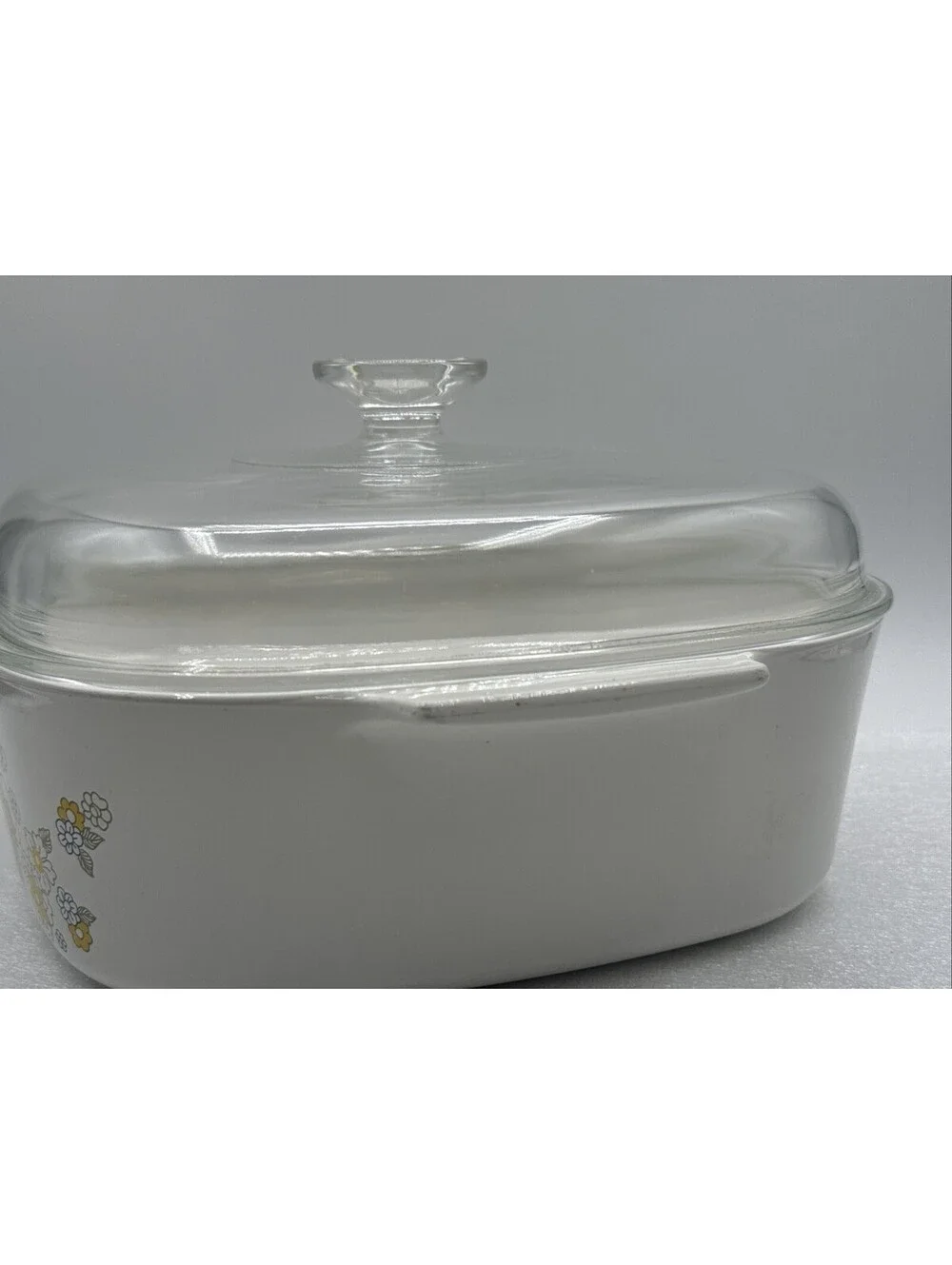 Vintage Corningware 4 qt Floral Bouquet A-84-B Casserole Dish With Clear Lid